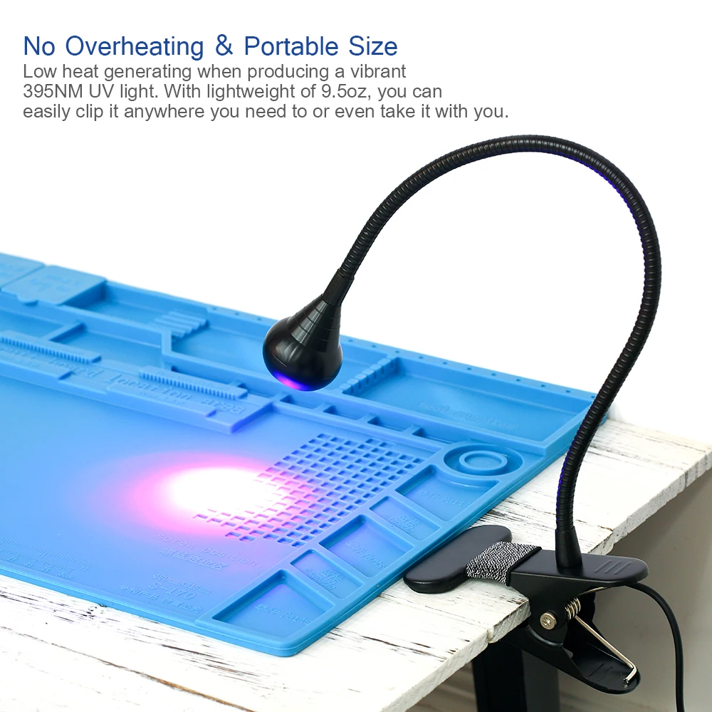 USB Ultraviolet Curing Lamp LED Blacklight Gooseneck Light with Clamp UV Fixture for Stain Detection Posters Party | Инструменты