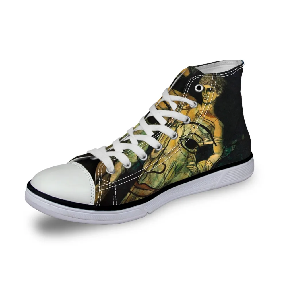 

Женские холщовые кроссовки, Классические высокие кеды с рисунком 3D, плоская подошва, противоскользящие, на весну