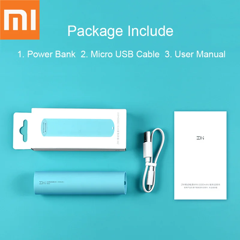 Оригинальный внешний аккумулятор Xiaomi ZMI Mini перезаряжаемый 18650 3000 мАч портативная