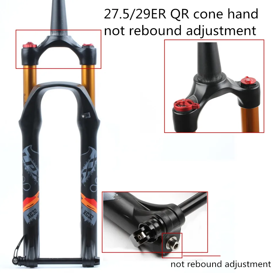 27.5 29 type9 Велосипедная вилка MTB 26 27,5 29er дюймовая подвеска вилка, замок прямой конический через ось QR быстросъемная Регулировка отскока - Цвет: 27.5 29 type9