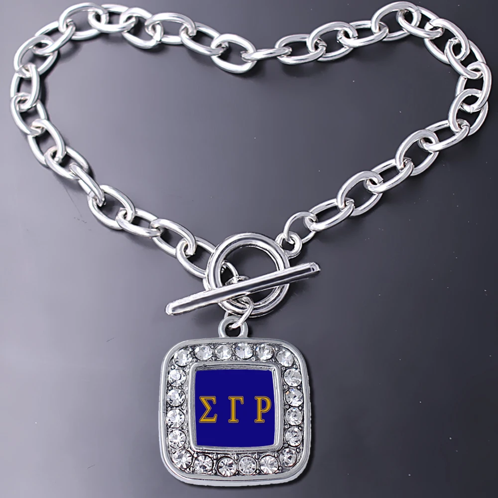 Модный греческий браслет с надписью SIGMA GAMMA RHO металлический подвеской для