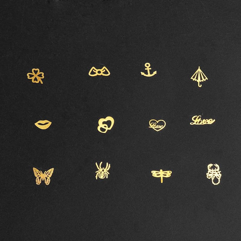 Золотые металлические наклейки для дизайна ногтей 30 шт./упак. украшения 3D шпильки