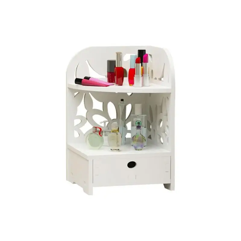 Three Styles Bathroom Storage Rack Bedroom Hollow Carving Design Dressing Table Shelf Desktop Corner Special Rack With Drawer - Цвет: B