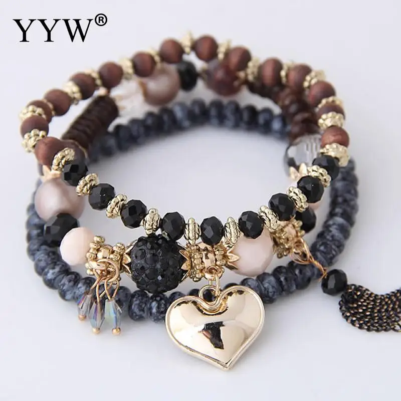 3 шт./компл. браслеты с бусинами из натурального камня для женщин кисточками и