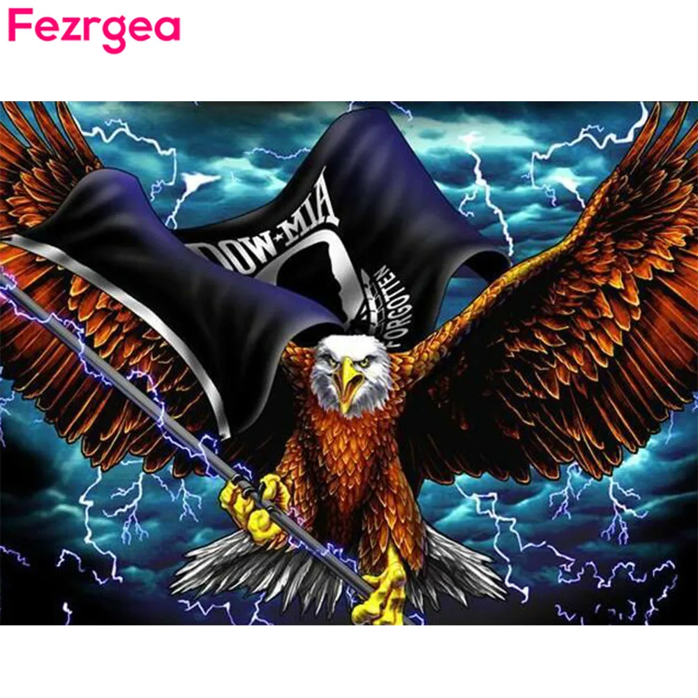 Алмазная живопись Fezrgea с круглыми камнями животные Орл 5d алмазная вышивка наборы