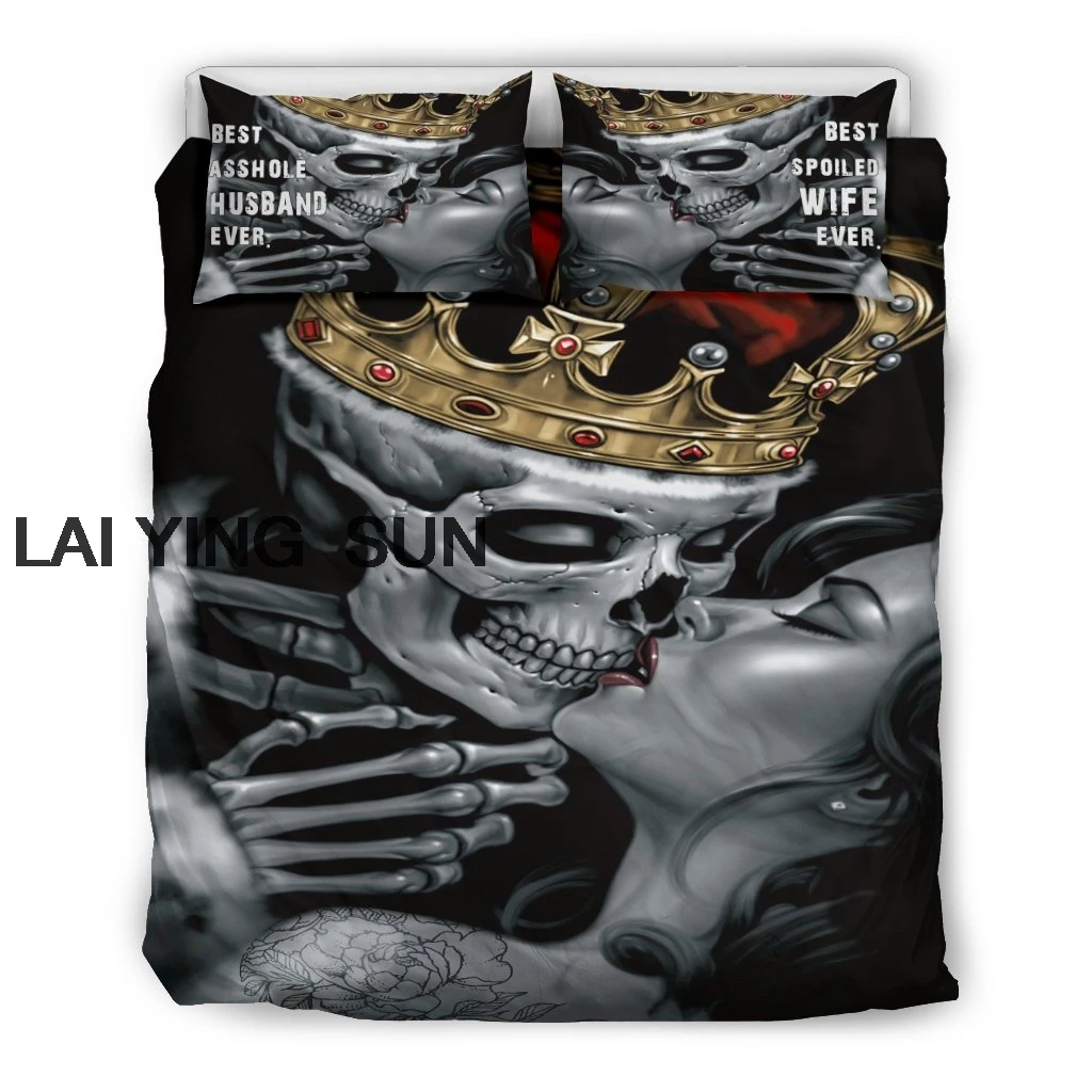 Drop shipping Boys Bedding Sets 3D Digital Printing Skull Bedding Set Duvet Cover Microfiber BEST Queen King