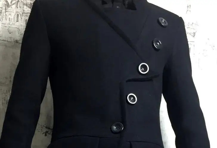 S 4XL горячая/зимняя мужская новая мода уплотненное длинное пальто из ткани