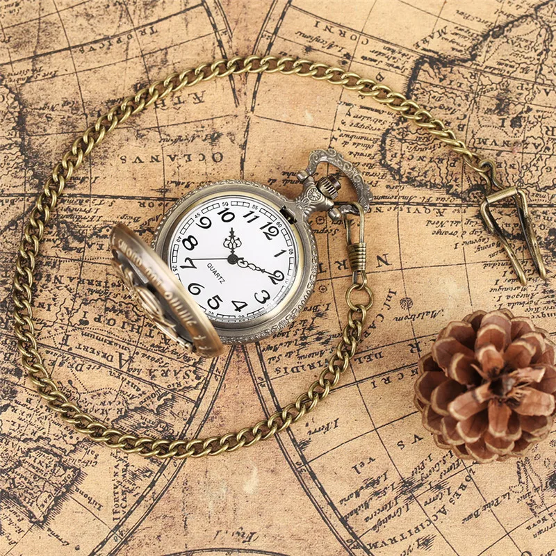 

YISUYA Vintage Antique Bronze Sword Art Crude Chain Analog Retro Pendant Quartz Pocket Watch Nostalgia Necklace Women Men Gifts