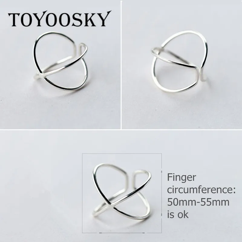 TOYOOSKY 925 пробы серебряные открытые кольца с двойной линией элегантное кольцо