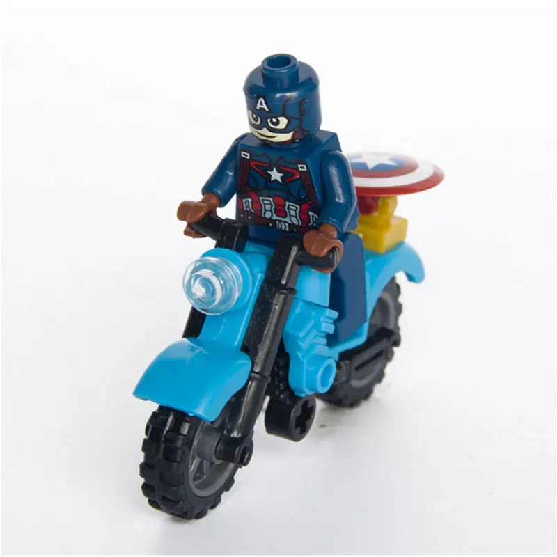 6 шт./компл. Hasbro Marvel Мстители Железный человек Капитан Америка Халк Классическая модель куклы мотоцикл строительные блоки игрушки для детей