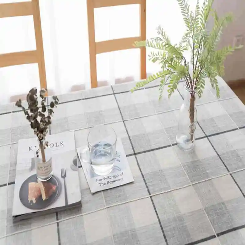 Nodic Modern 3D Embroidered Plaid Linen Cotton Tassel Simple Home Kitchen Resturant Hotel Meeting Tablecloth Table Cloth Cover | Дом и сад
