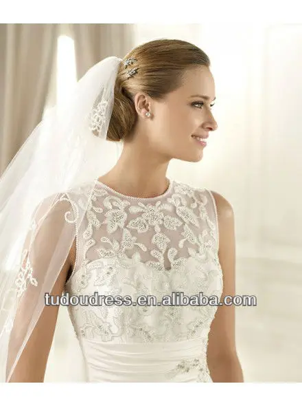 2014 Elegant A-line Sweetheart Lace White Tank Brush Train Princess Floor Length Satin Wedding Dress Gown | Свадьбы и торжества