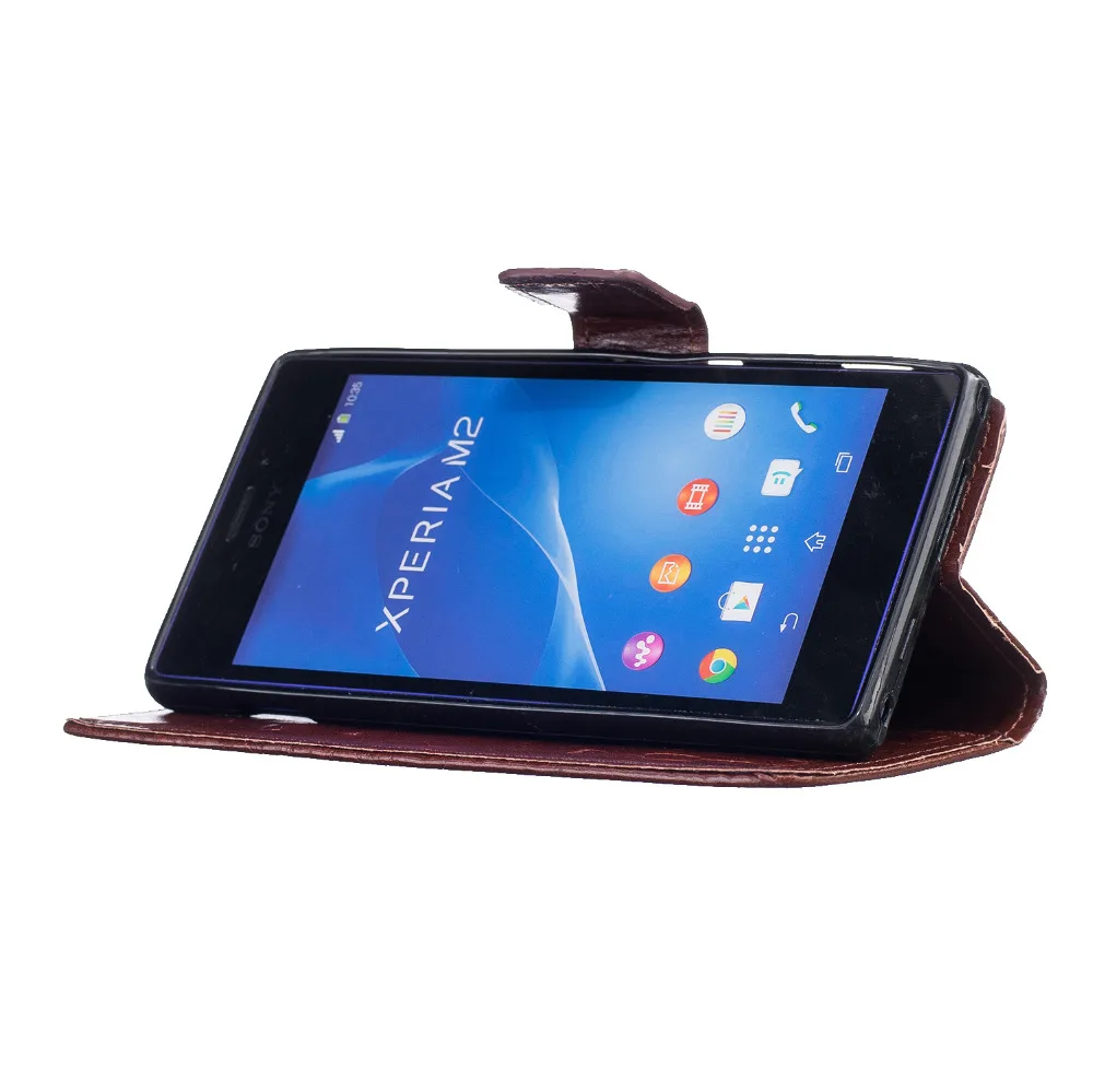 For Sony Xperia M2 Aqua Case Cartoon Pattern Card Holder Leather Wallet Flip Cover Inner TPU |