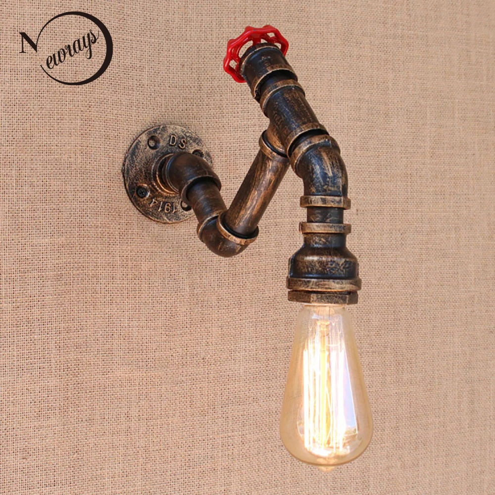 

Retro metal Water pipe vintage loft wall lamp with edison/led bulb lights for cafe hallway/bedroom/living room/bathroom/bar/cafe