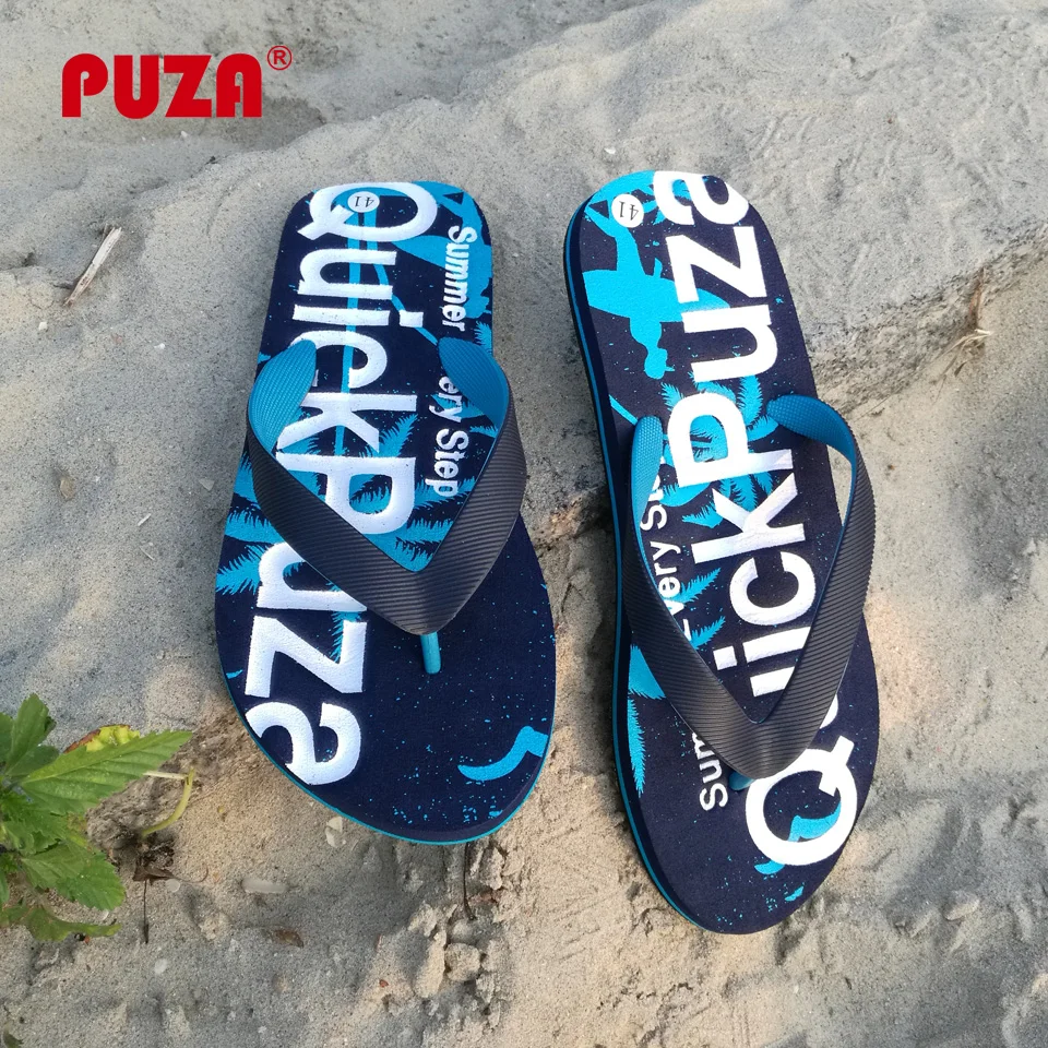 PUZA Flip Flops Men Sandals Flat Slipper Summer Beach Male Slides Rubber Eva Home Fashion Brand Flip-Flops 2018 New | Обувь