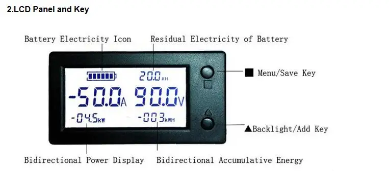 DC 300V +-50A монитор батареи 6в1 цифровой ЖК-дисплей датчик Холла Вольтметр Амперметр