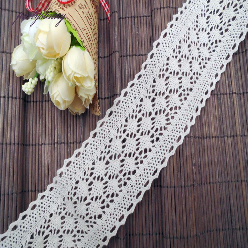 PF 10Yards/lot 6cm Wide Lace Ribbon White Cotton Fabric Applique Fringe Trim for Needlewor Dress Sewing Supplies HB006 | Дом и сад