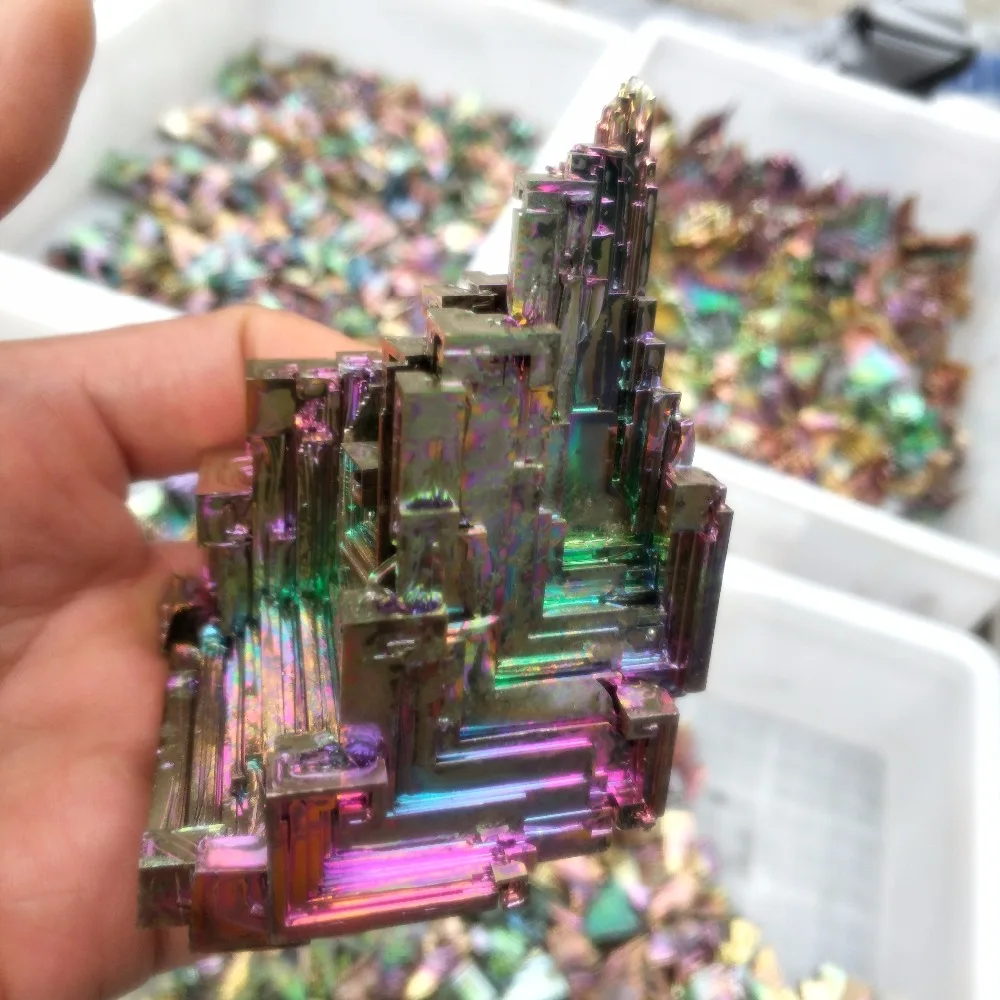 

350g Beautiful rainbow bismuth specimen crystal ore healing mineral product