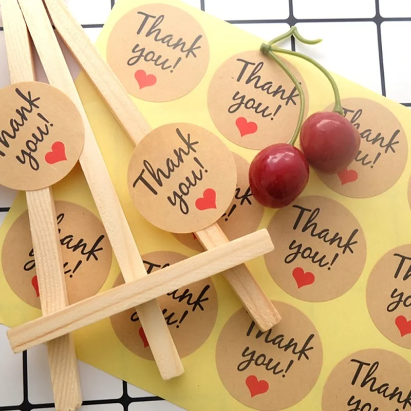 120 шт./упак. спасибо самоклеющиеся наклейки из крафт-бумаги ручная работа