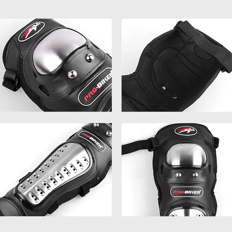 4 шт./компл. мотоцикл Kneepad Нержавеющая сталь Moto локоть наколенники мотокроссу