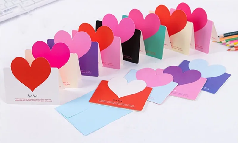 6 шт. Мини DIY карты сердца Простые творческие поздравительные открытки Свадебные