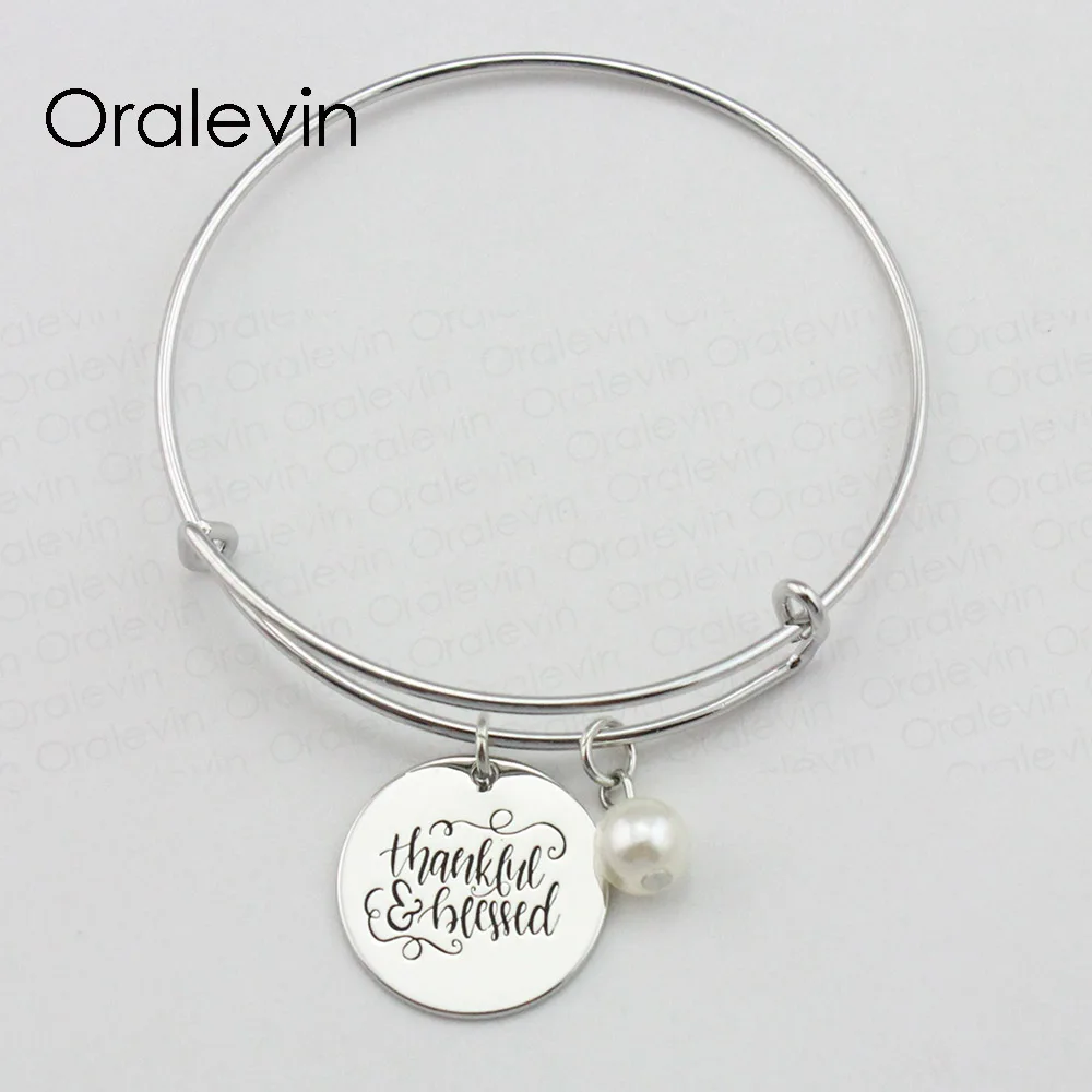 Diy Making THANKFUL BLESSED Inspirational Hand Stamped Engraved Custom Pendant Female Necklace Gift Jewelry 10Pcs/Lot #LN2124 | Украшения и