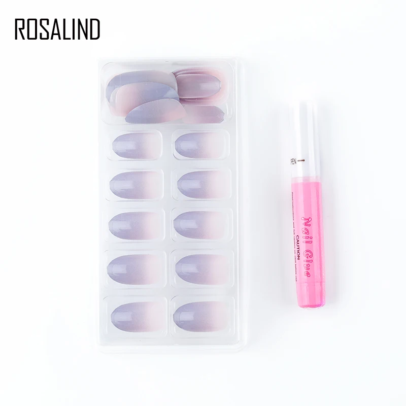 Маникюрные накладные ногти ROSALIND 1 набор искусственные гелевые насадки с клеем
