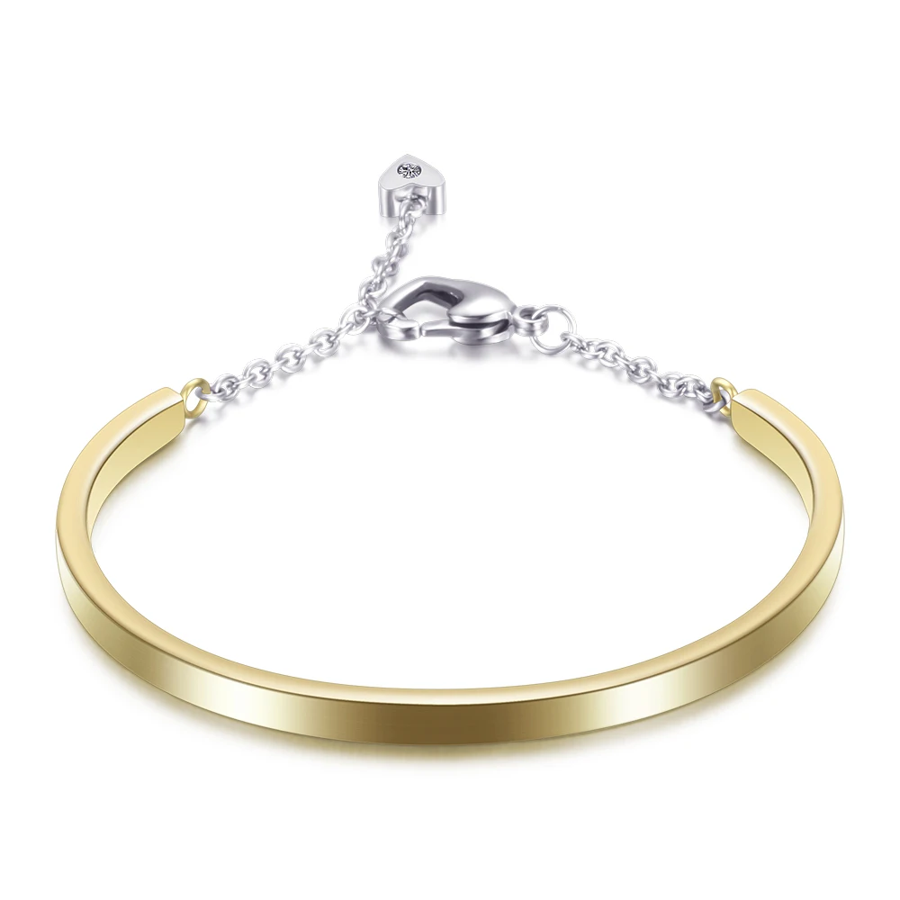 Hot Selling Brand Women Cuff Bracelet 316L Stainless Steel Heart Pendant With Cubic Zircons Bangles 4 Colors Wedding Bangle | Украшения и