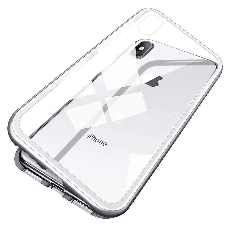 Magnetic Adsorption 360 Full Case For iPhone X 7 8 Plus 6 Tempered Glass Back Cover for Apple Hard |