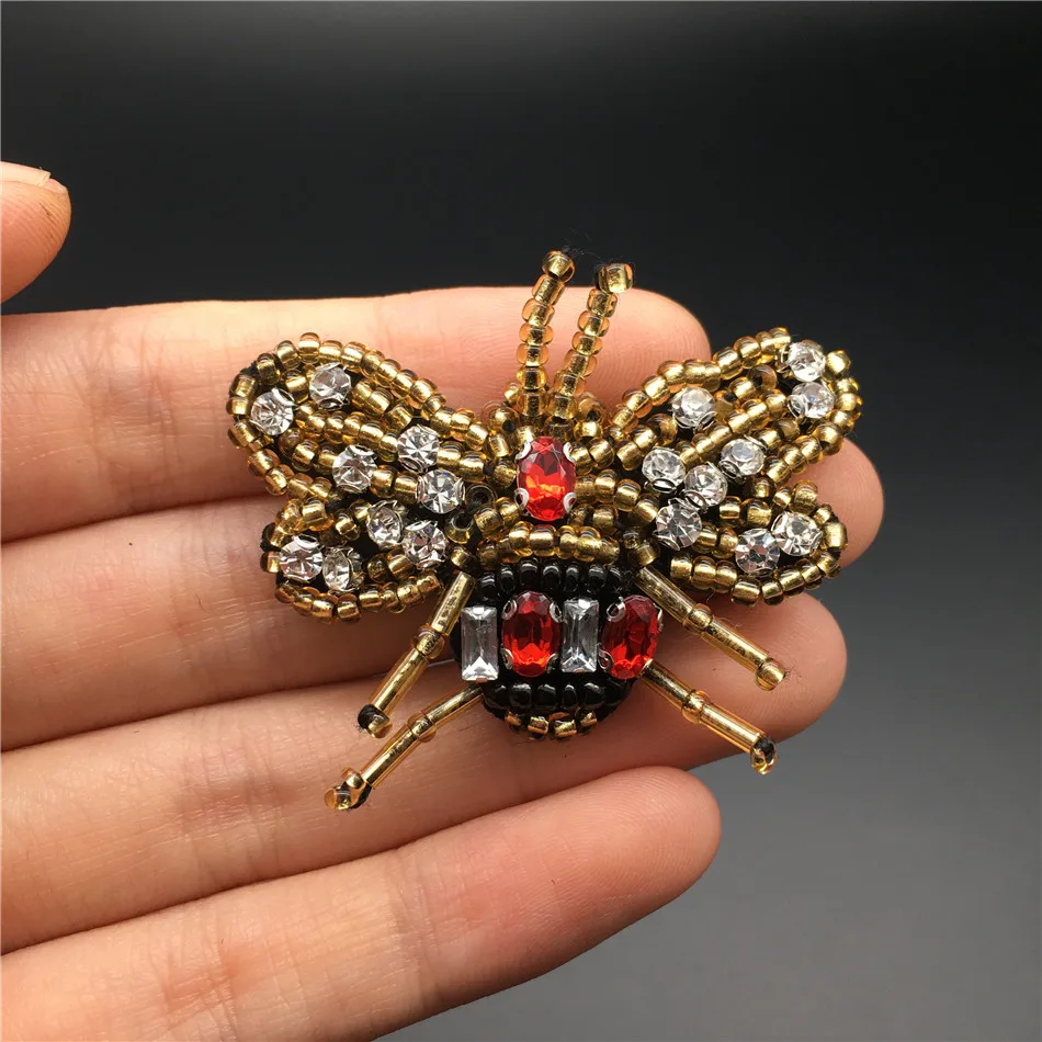 3D Handmade Rhineston beaded Patches FASHION BEES Sew on sequined patch for clothing beading Applique cool | Дом и сад