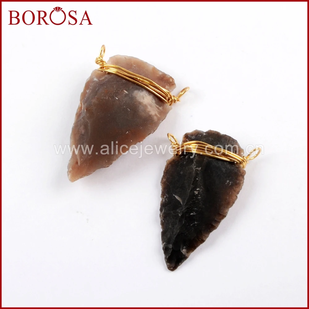 BOROSA 10/20 шт. Золотые провода обернутые натуральные Jaspers Arrowhead коннектор из