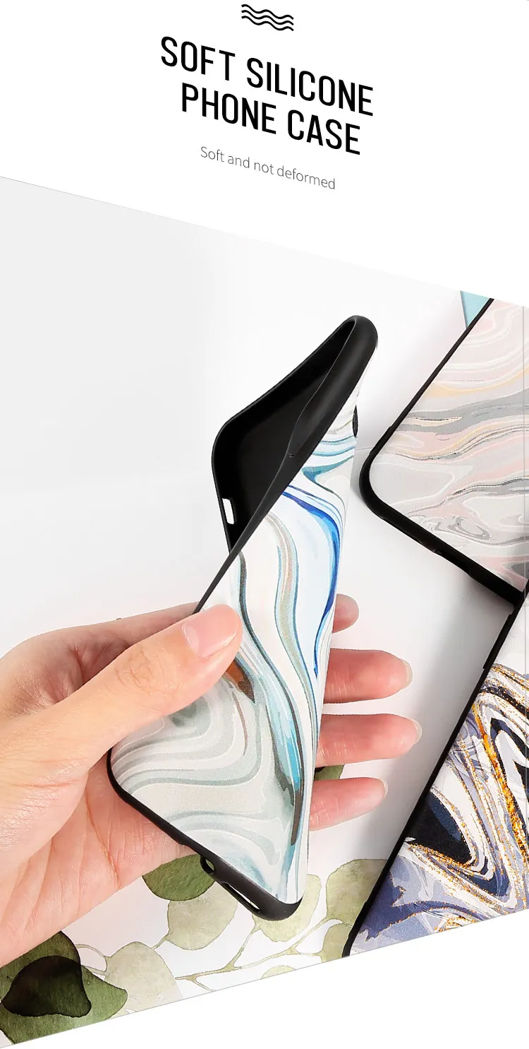 Роскошный свежий чехол для iPhone 7 8 X XR XS MAX Sea Wave рельефная задняя крышка Plus 6 6s Fundas -