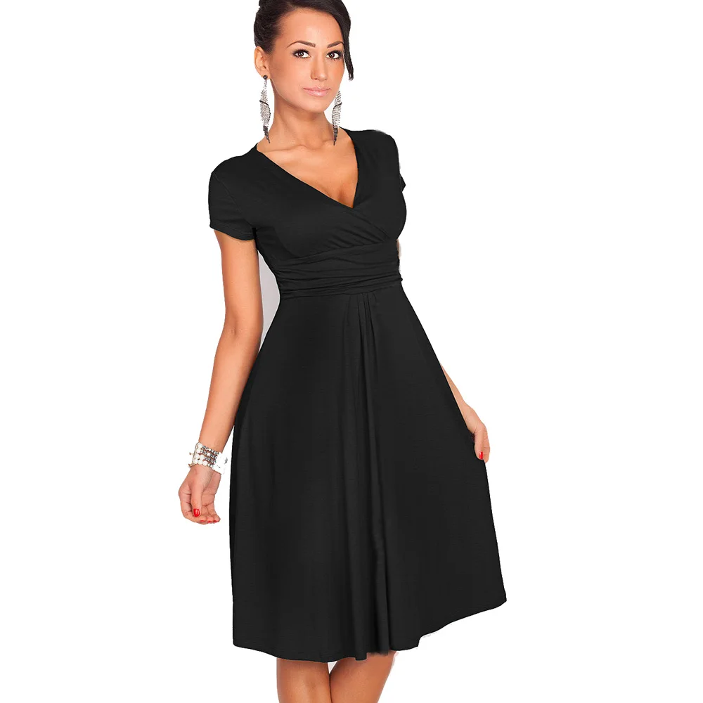 Женское платье с V образным вырезом коротким рукавом|dress size|fashion women dresswomen dress |