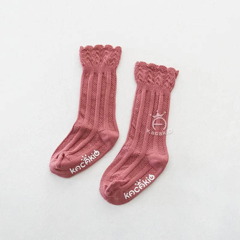 Adorable lace cuff princess socks baby girls solid stripe cotton knee high long children leg warmers 0-4t | Детская одежда и обувь