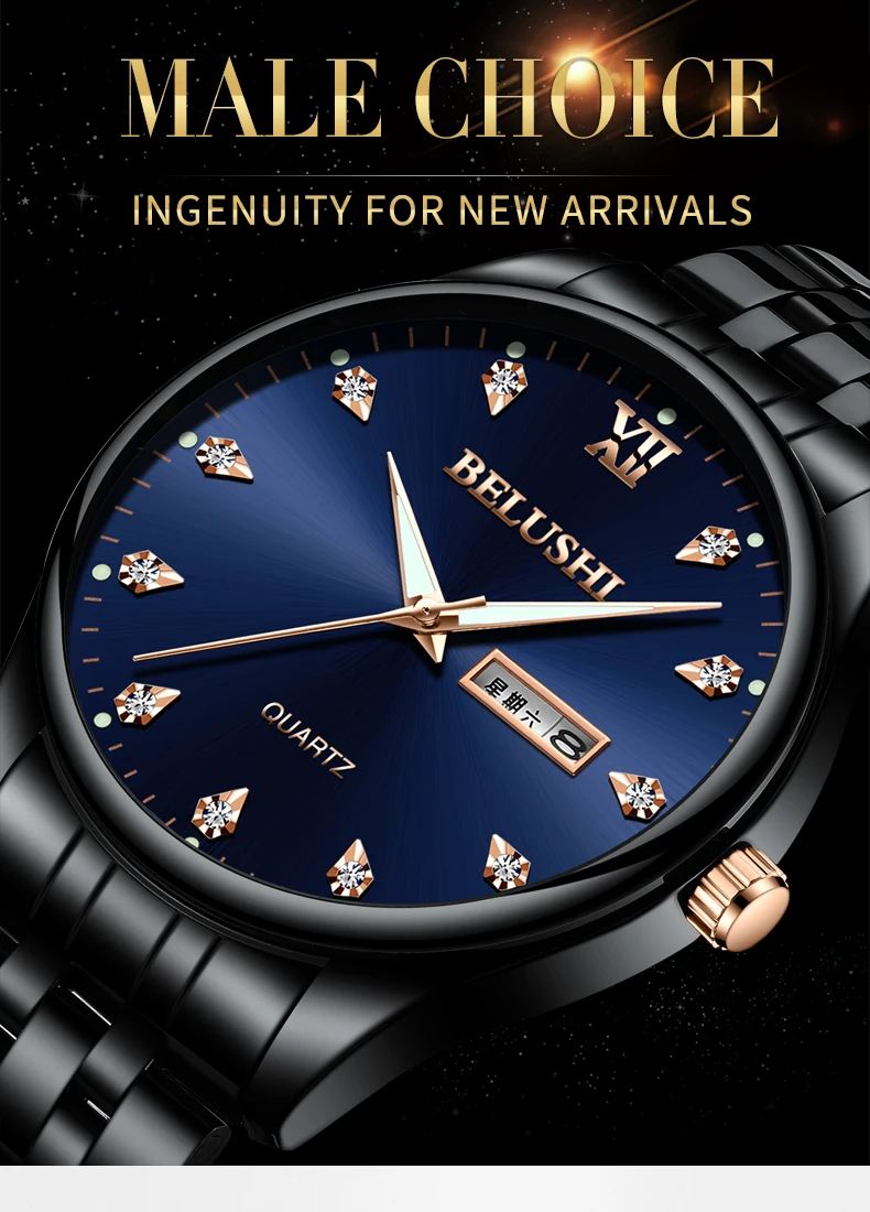 Mens Watches Top Brand Luxury Casual Watch New Fashion Waterproof Business Quartz Watches For Mens Wristwatch Clock Full Steel