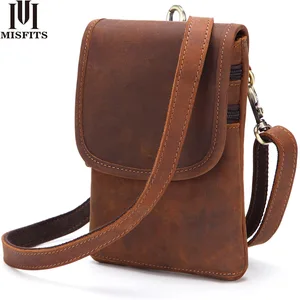 Мужская дорожная поясная сумка MISFITS, функциональная винтажная сумка-мессенджер на ремне из натуральной воловьей кожи для ношения на поясе или плече
