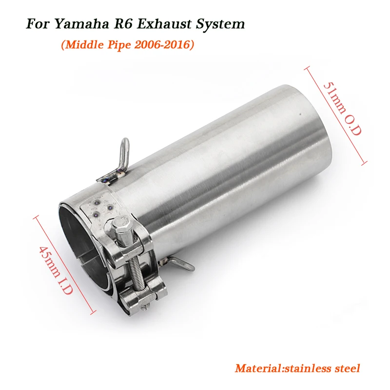 

Motorcycle Middle Link Pipe 51mm Silencer System Modified For Yamaha R6 2006 2007 2008 2009 2010 2011 2012 2013 2014 2015 2016