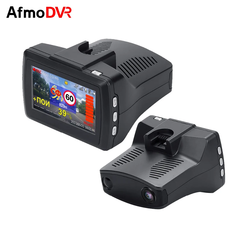 Автомобильный видеорегистратор с радар-детектором 3 в 1 AfmoDVR для российского автомобиля с полным HD-видео 1080P, GPS-регистратором и процессором Ambarella A7LA50D DVR