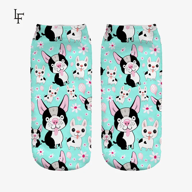 Новые милые носки с 3D принтом бульдога женские короткие носки|low cut ankle socks|socks