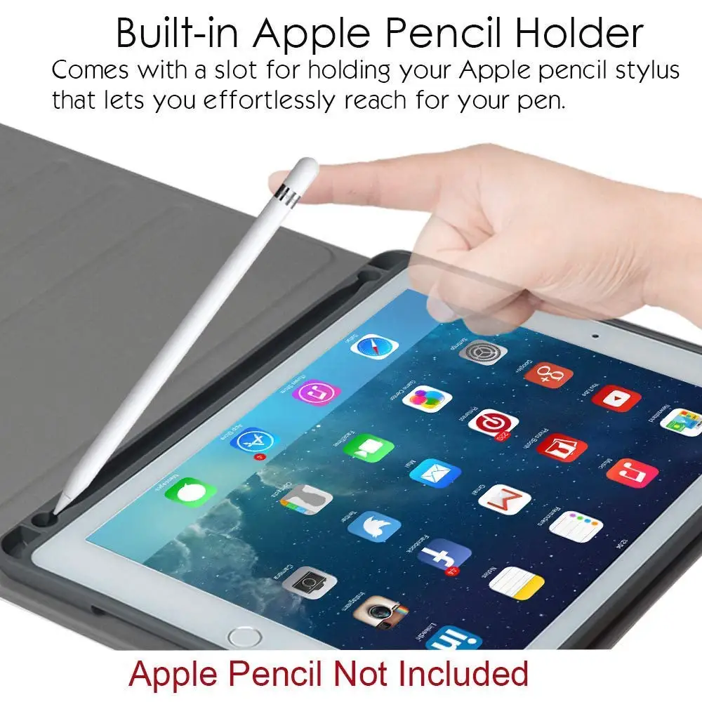 Чехол Kemile для iPad 9 7 2018 с подсветкой клавиатуры держателем карандаша подставкой
