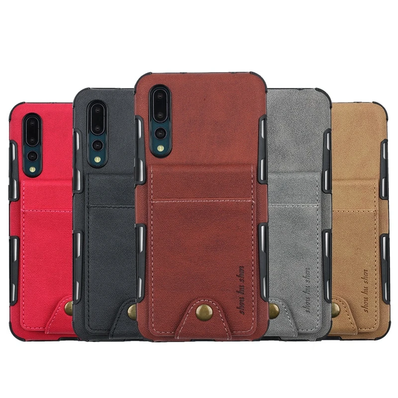 Для Huawei P20 Mate 10 Lite Pro Y3 2017 Honor 9I чехол с откидными слотами для карт холщовый