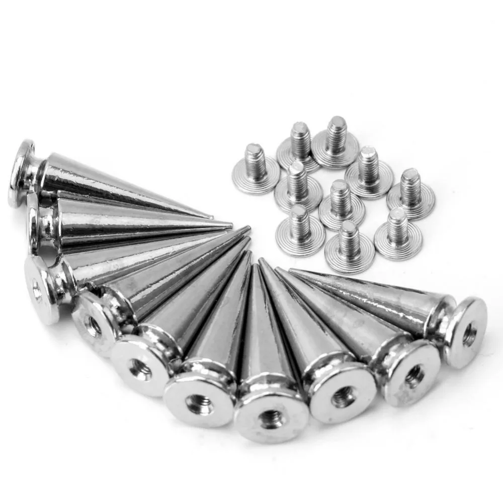 2018 10 шт./лот Серебристые конусные шипы в стиле панк-рок для обуви сумок украшение