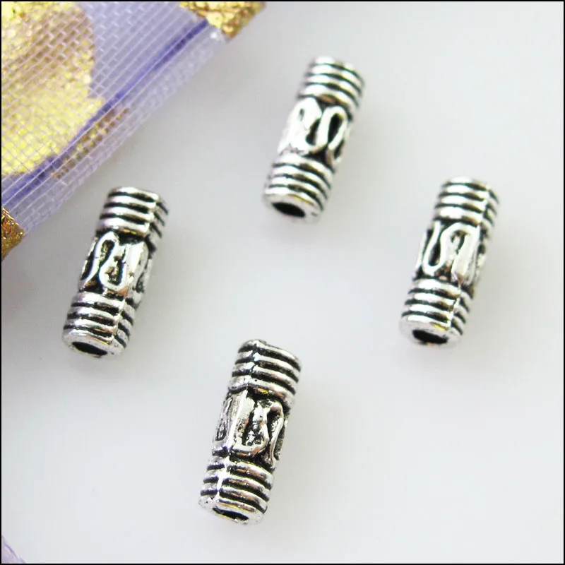 100 шт Тибетский серебристый цвет трубки бусины Подвески 3x8mm | Украшения и