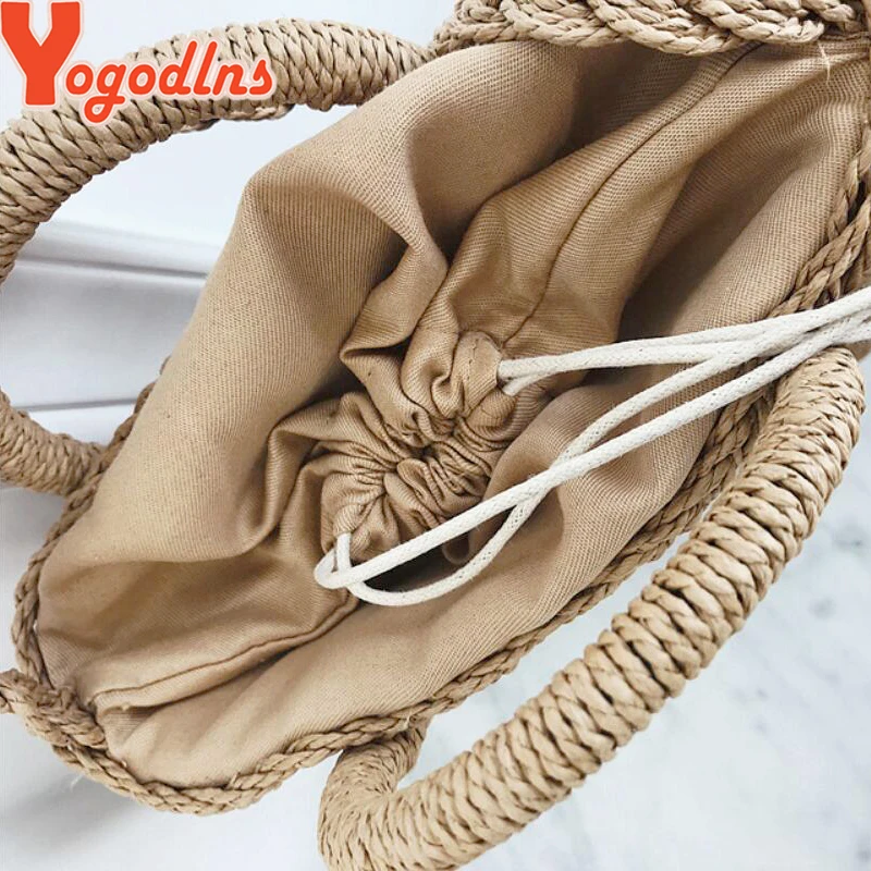 Женская сумка из ротанга Yogodlns плетеная Сумка-клатч ручной работы круглая