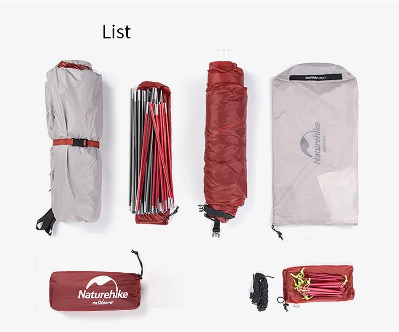 NatureHike Hiby 3 Человек Палатка Открытый 2 комнаты 3 человека 20D нейлон силиконовый Сверхлегкий Семейный Кемпинг палатка красный/серый