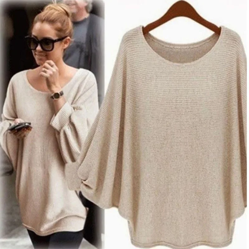 2019 New Women Casual Sweater Knitted Batwing Pullovers Ladies Loose Autumn Outwear Fashion Women'S Jumper Pull Femme | Женская