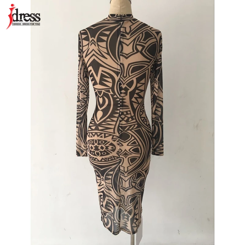 IDress новинка 2016 геометрические африканские платья с принтом женские сексуальные