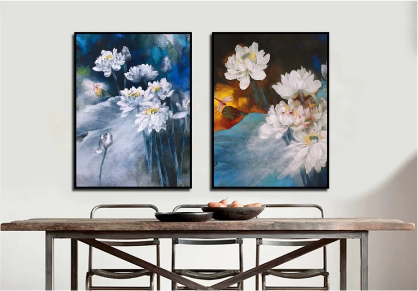 Модульная картина с изображением луга цветов 2 шт. настенная Картина на холсте