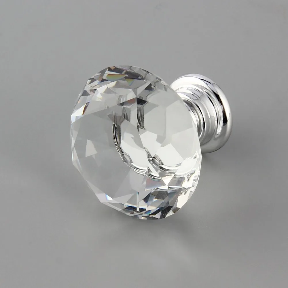 10Pcs/pack 30mm Diamond Shape Crystal Glass Drawer Cabinet Knobs and Pull Handles Kitchen Door Wardrobe Hardware | Обустройство дома