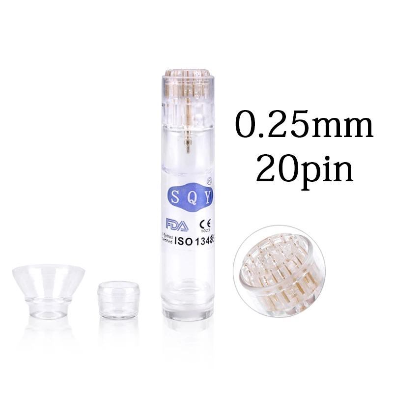 0.25mm-20Pin Автоматический ролик дермы для лифтинга лица Инструменты для ухода за кожей против морщин золото Дерма роликовые иглы прибор для подтягивания кожи лица стройнее - Цвет: 0.25mm-20Pin